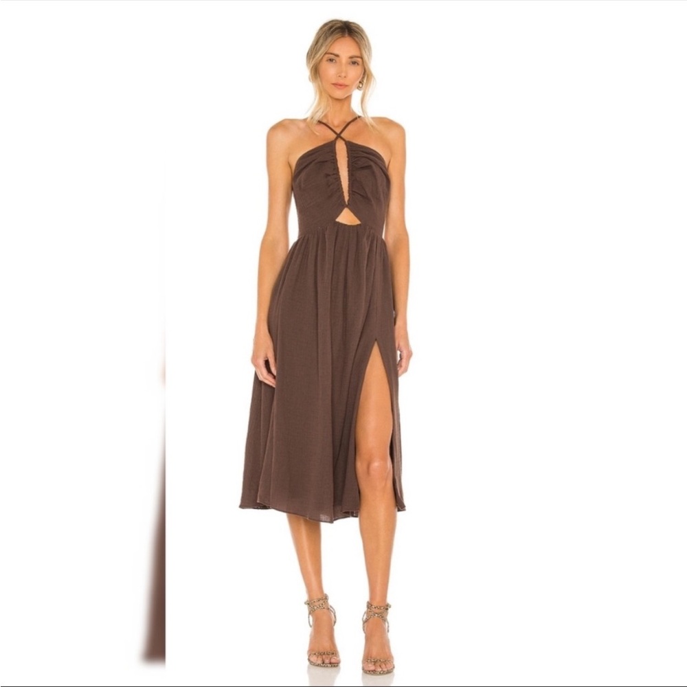 Elegant Brown Halter Dress